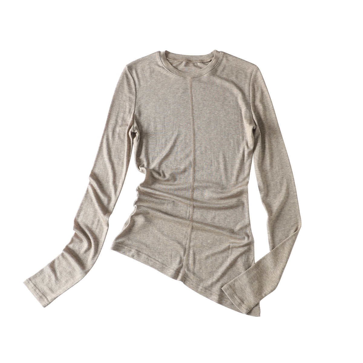 Sheer Ruched Long-Sleeve