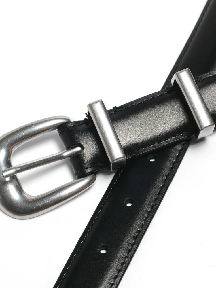 Rook Silver-Buckle Leather Belt
