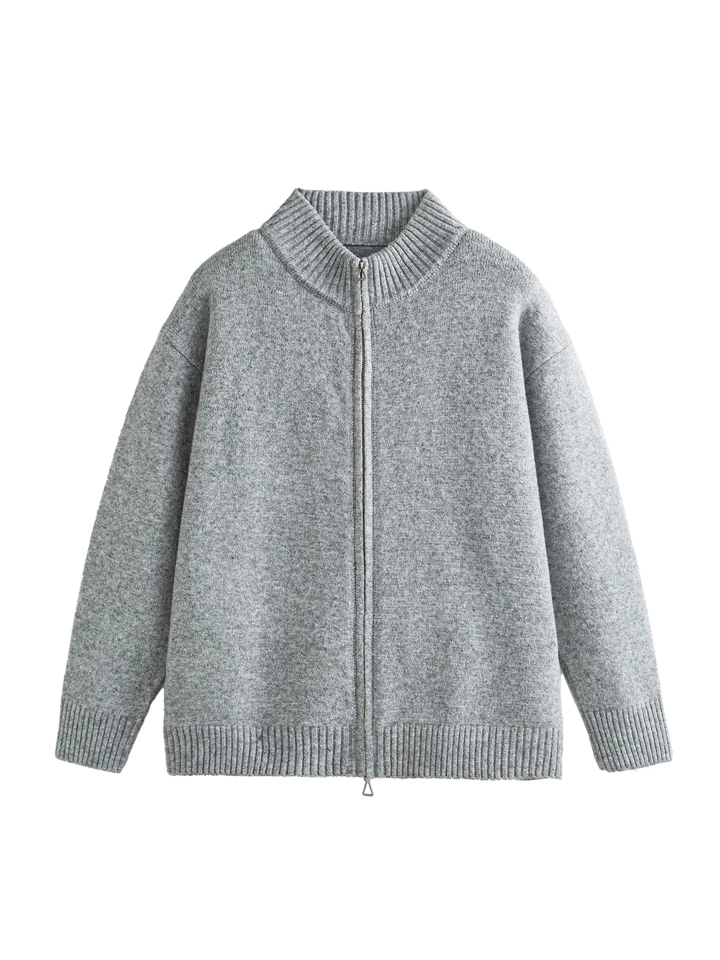 Mélange Zip Knit Cardigan
