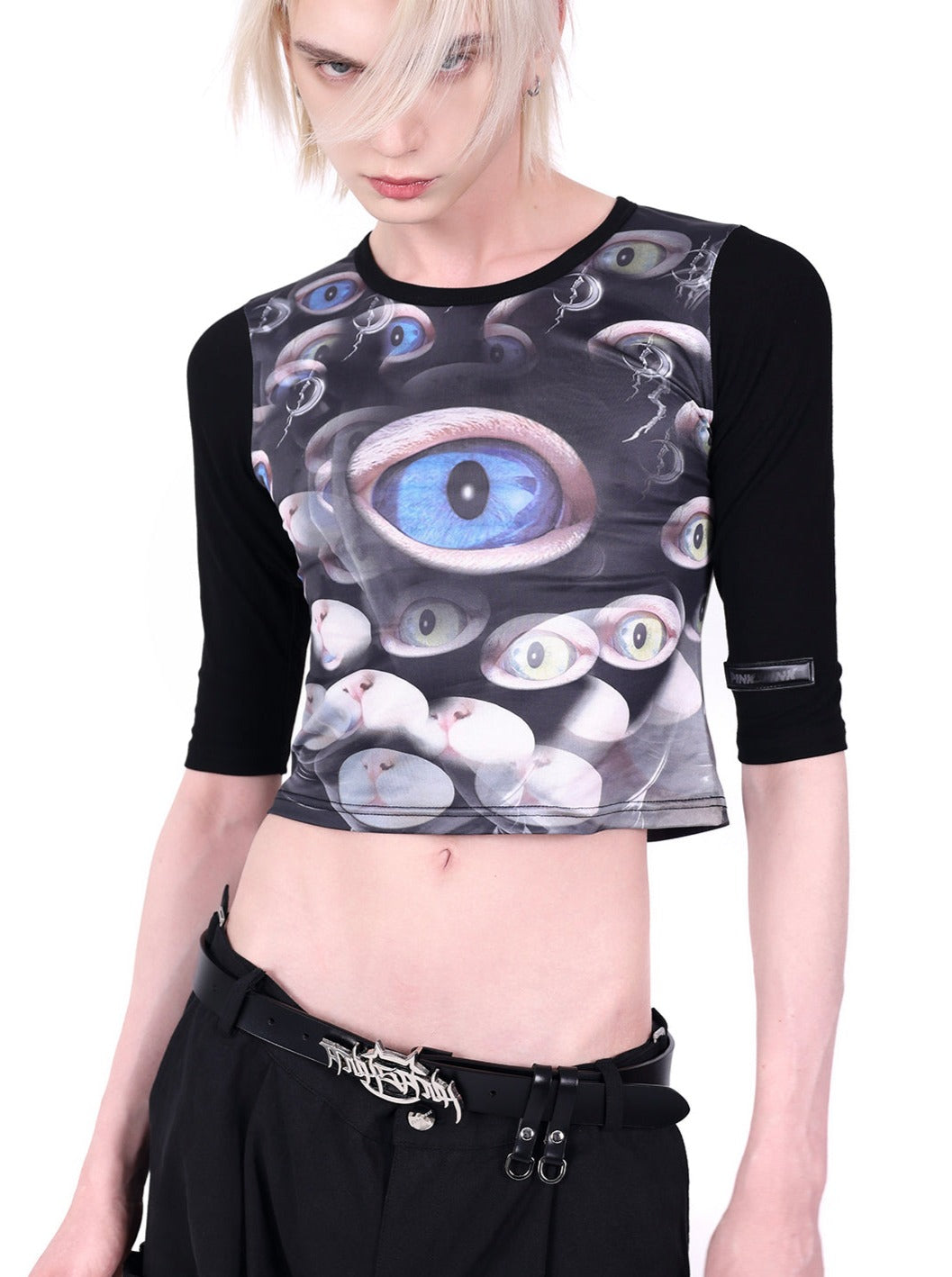 PINKSPINK Surreal Eyes Long Sleeve Top - Black Multi