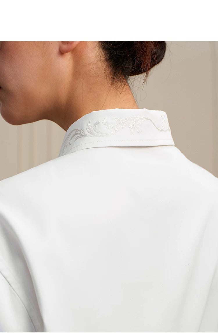 Baroque Embroidery Simple Casual Lapel Long-sleeve Shirt
