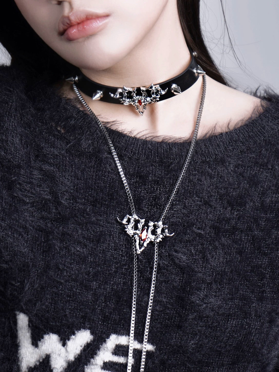 Spiked Gothic Skull Jewelry Set