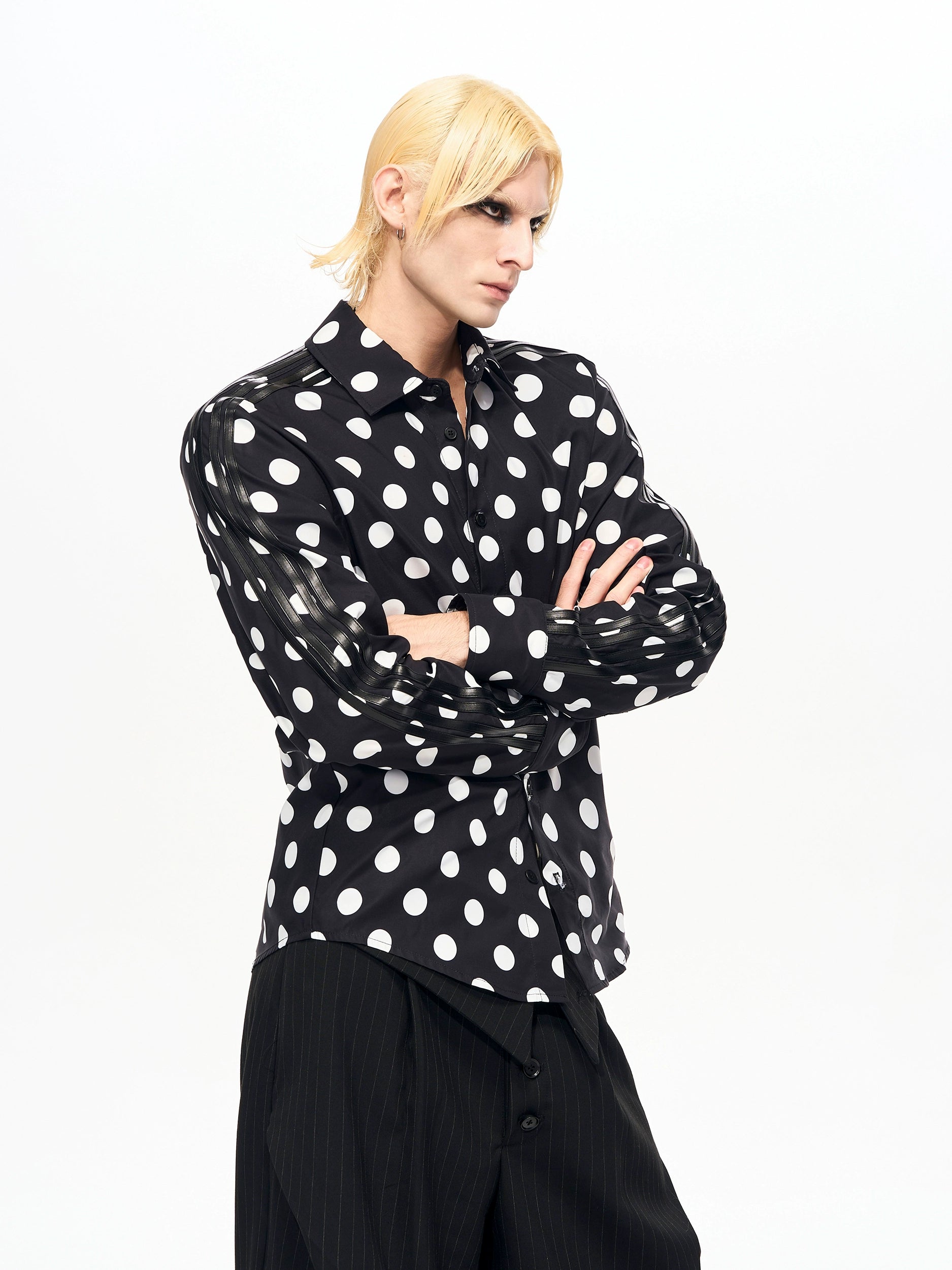 Polka Dot Track Stripe Shirt