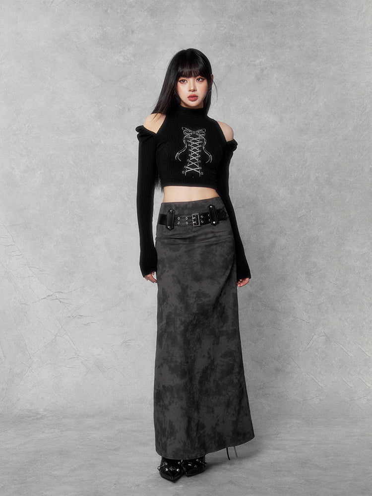 Gothic Buckle Maxi Skirt