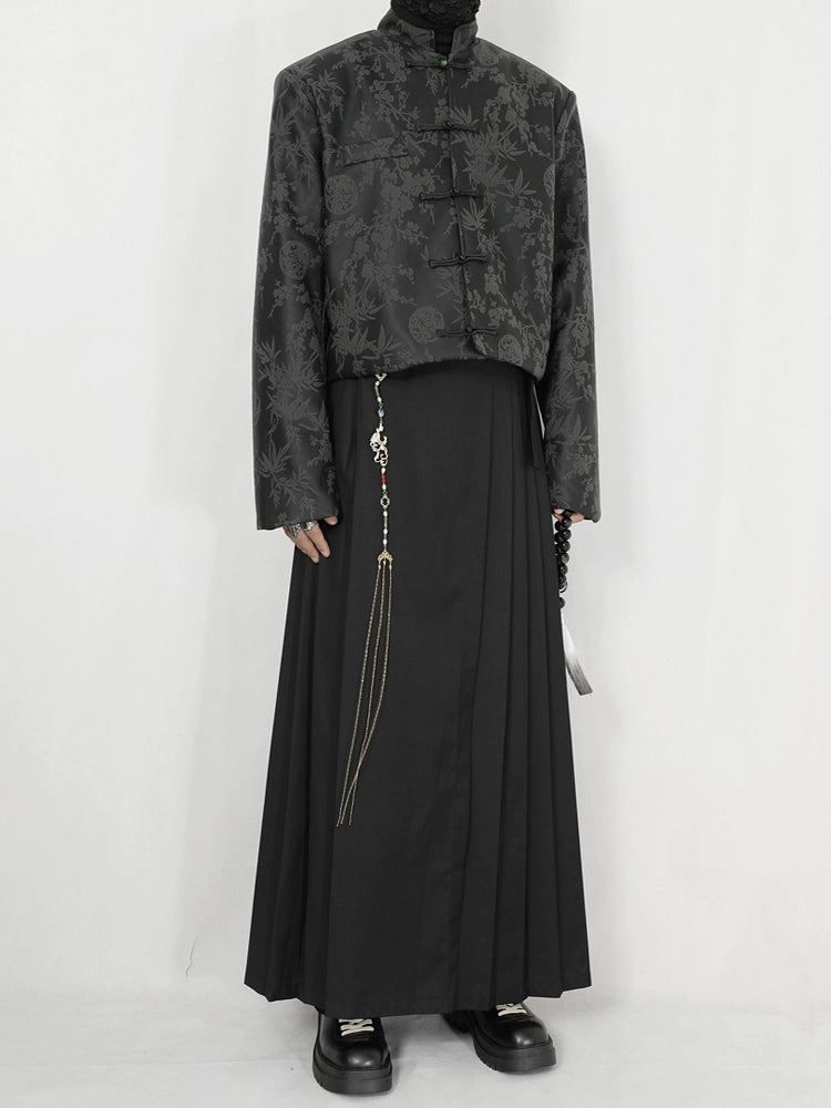 Black Jacquard Mandarin Jacket