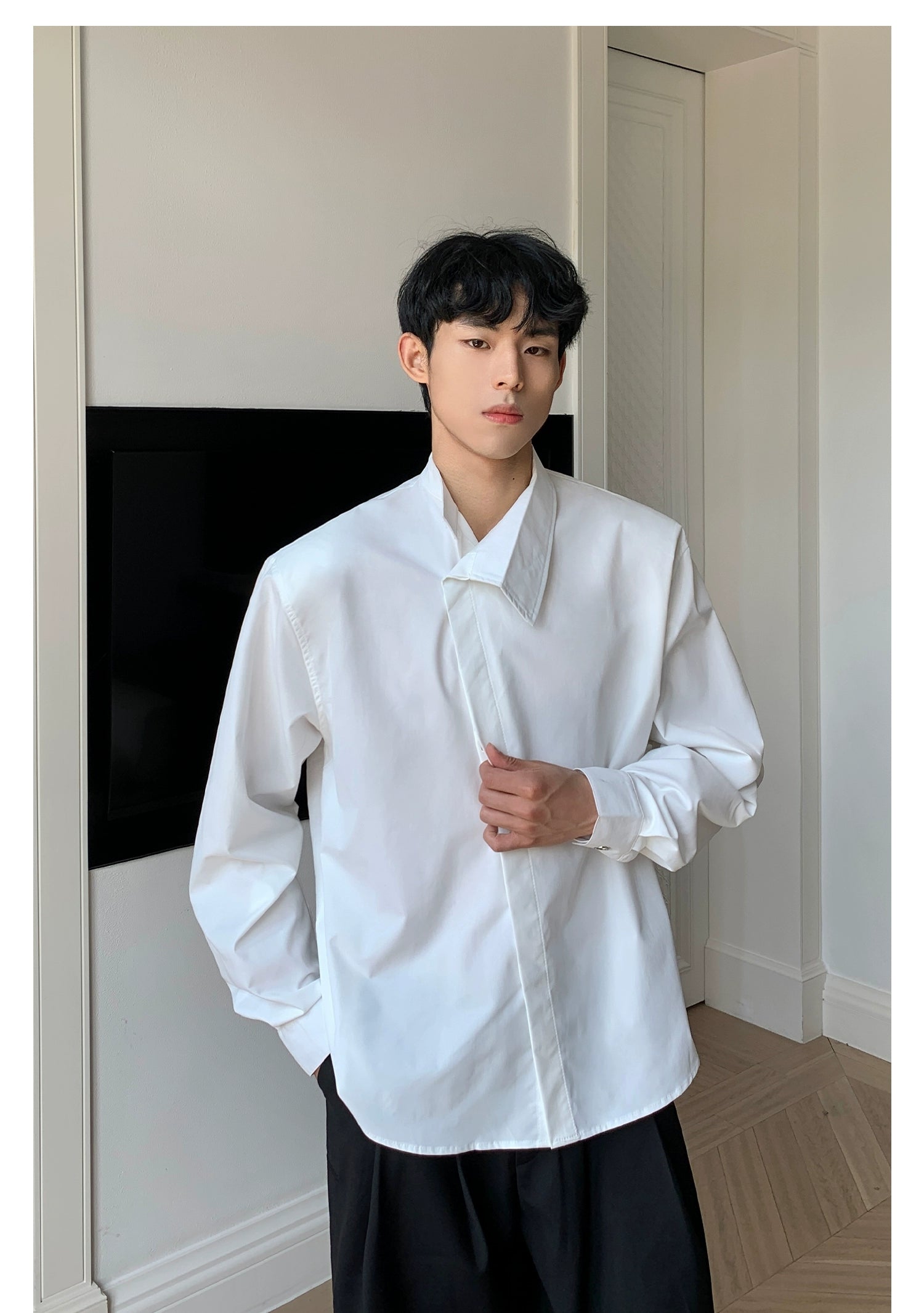 Asymmetric Collar Dress Shirt