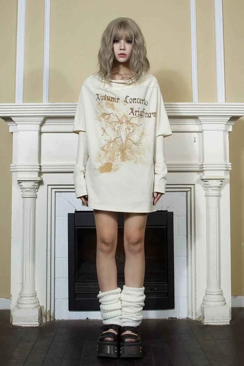 ARIADNAw Vintage-Inspired Graphic Sweatshirt - Off-White