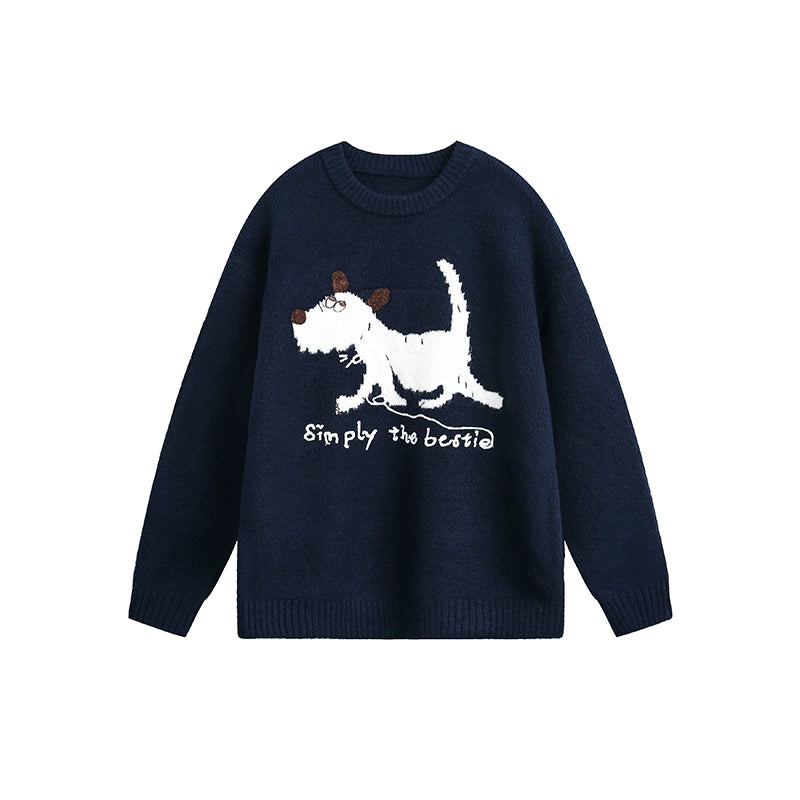 Snowy Pup Bestie Knit Sweater