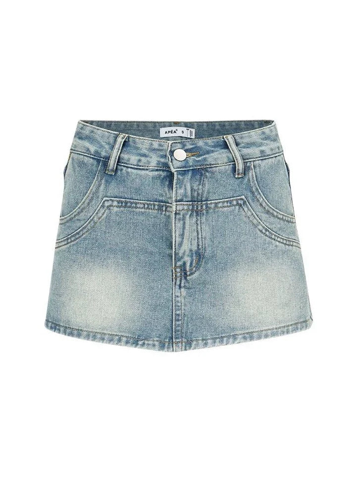 Distressed Denim Mini Skirt