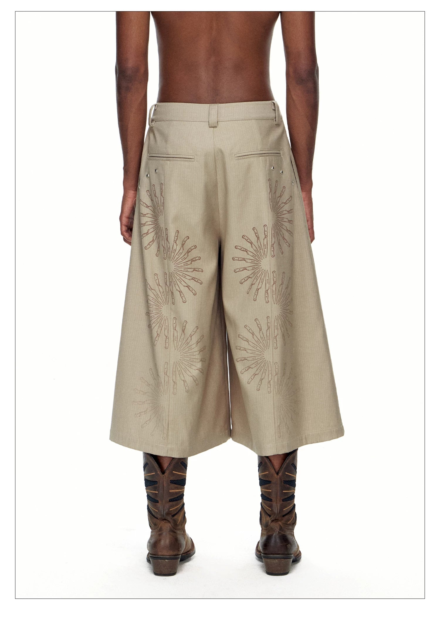 Language Blade Pleated Cropped Trousers - product front view