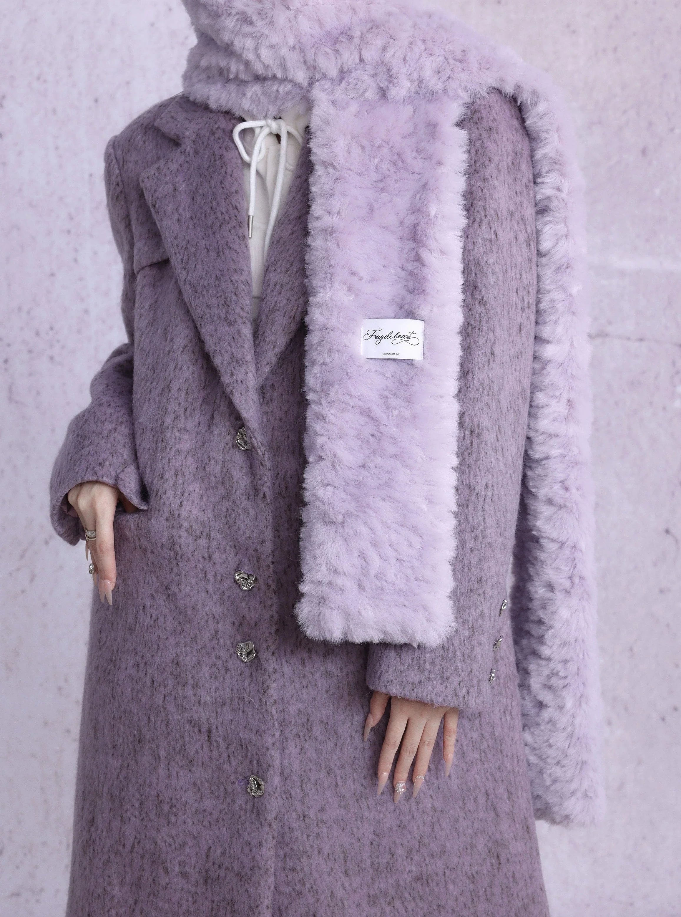 Lavender Wool Blend Long Coat