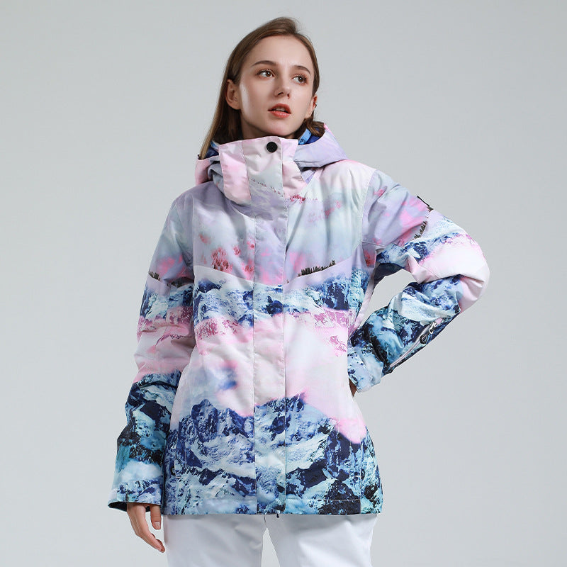 Mountain and Tie-Dye Print Ski Jackets