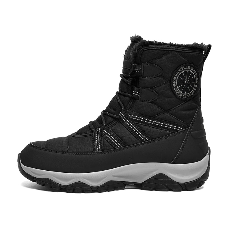 Quilted Winter Boots with Drawstring and Patch Detailing