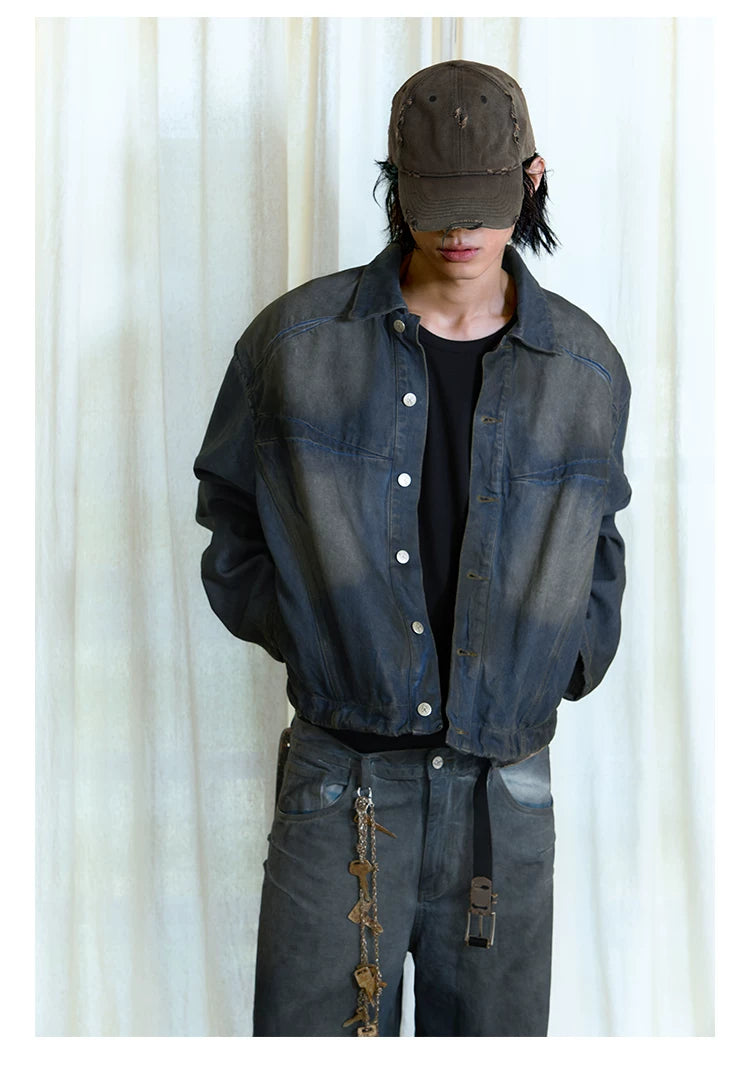 Faded Indigo Panelled Denim Trucker Jacket
