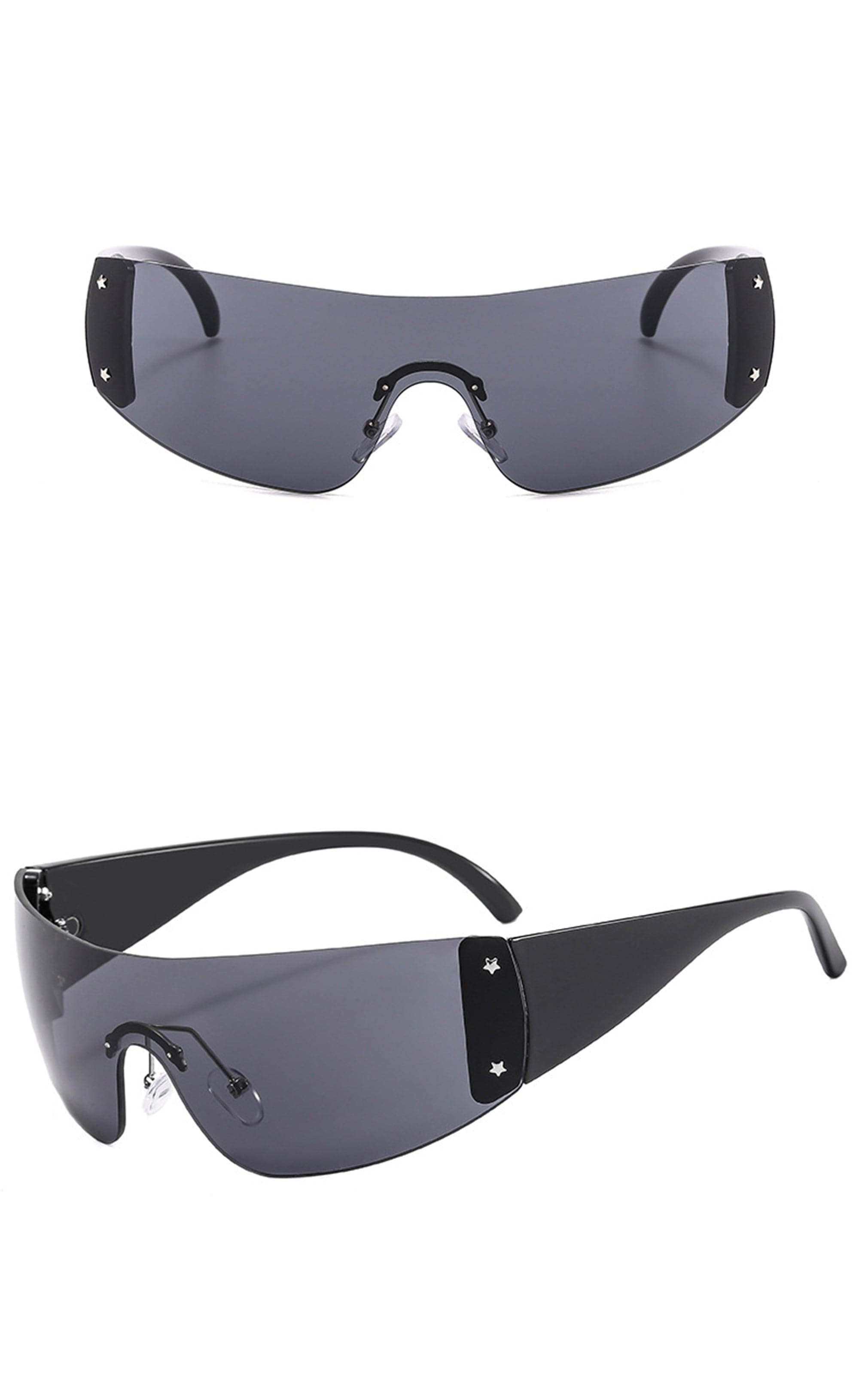 Futuristic Shield Sunglasses with White Temples