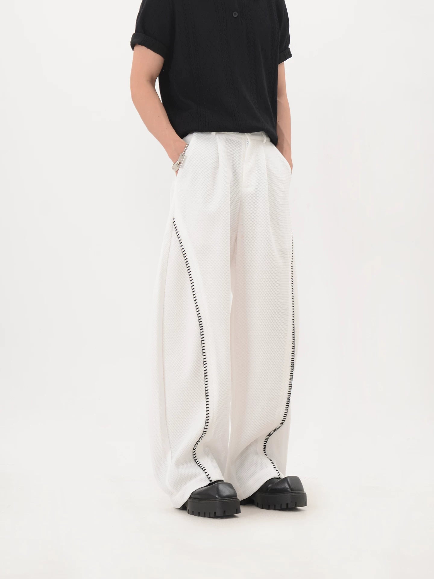 Curve Mesh Wide Trousers