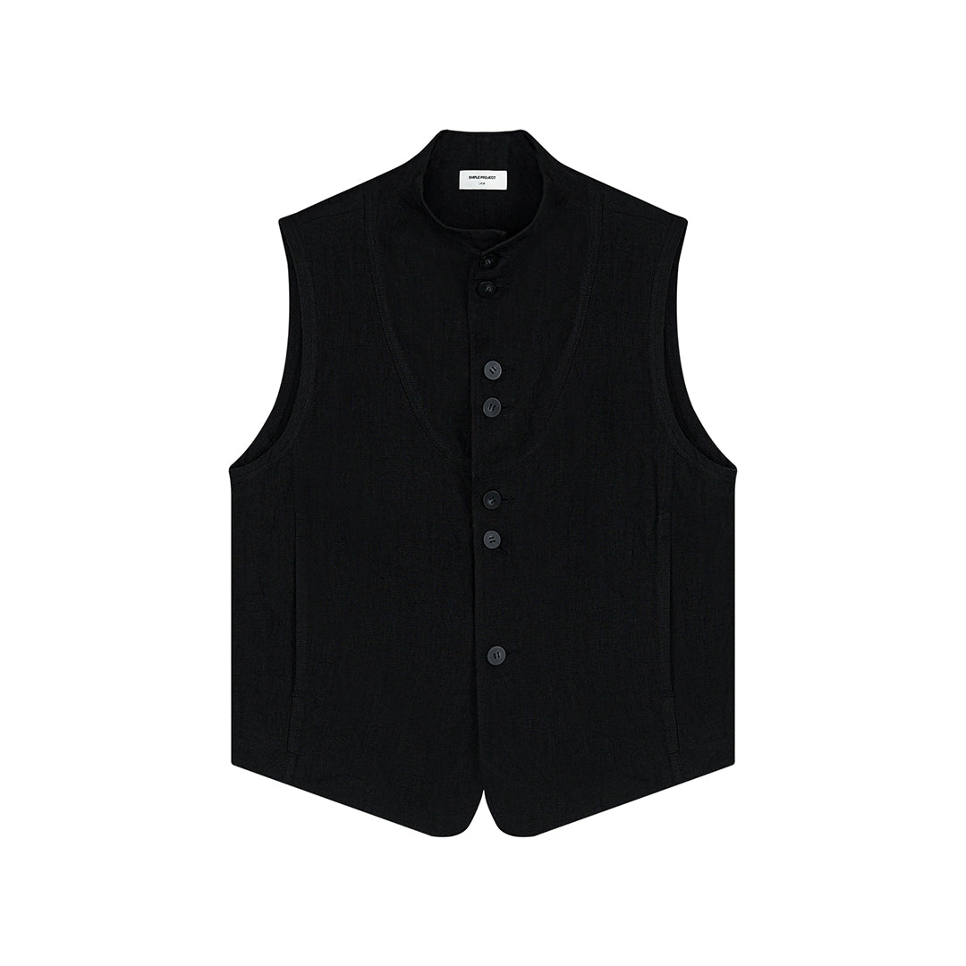 Sleeveless Button-Up Vest