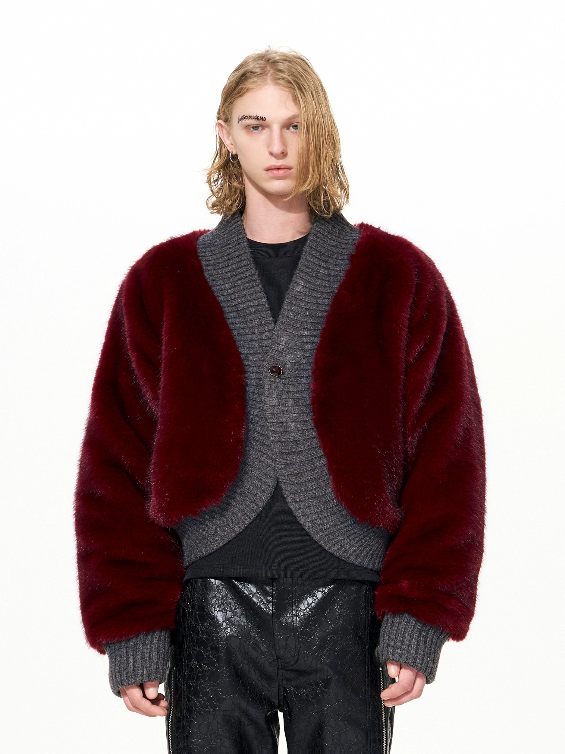 Crimson Cloud Faux Fur Cardi-Jacket