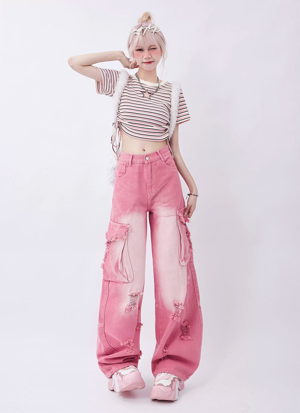 Washed Casual Jeans - chiclara