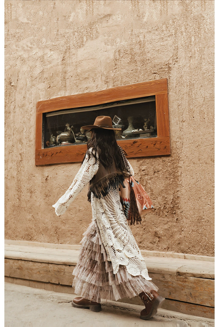 Boho Crochet Lace High-Low Tunic
