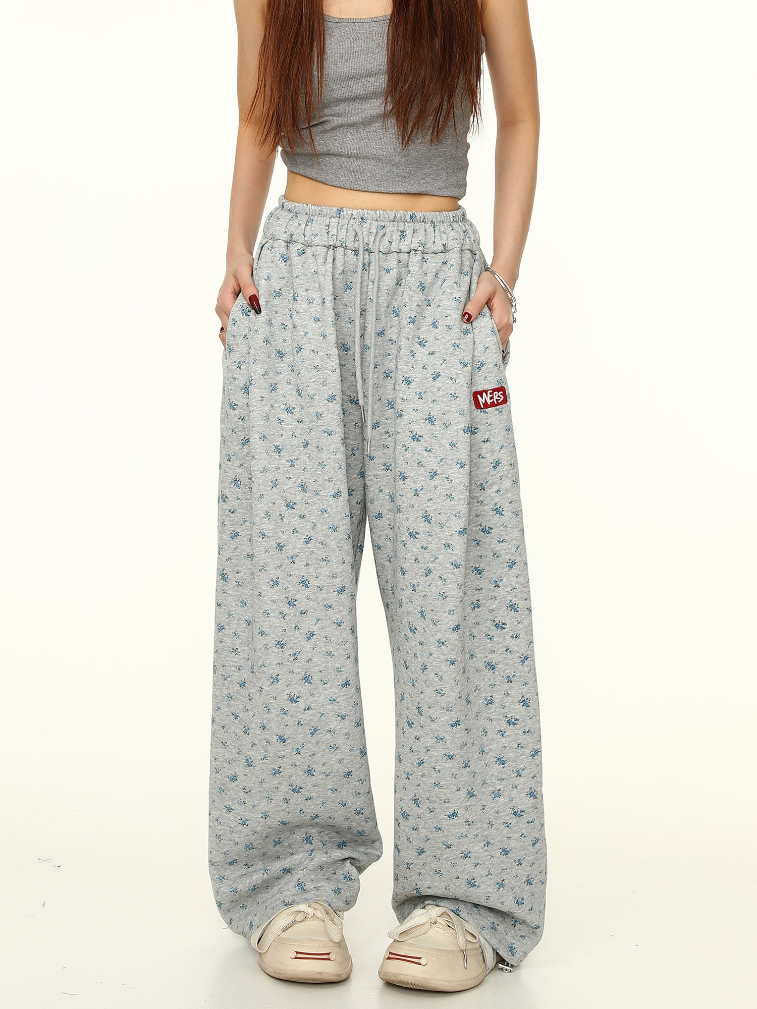 Floral Print Wide-Leg Sweatpants