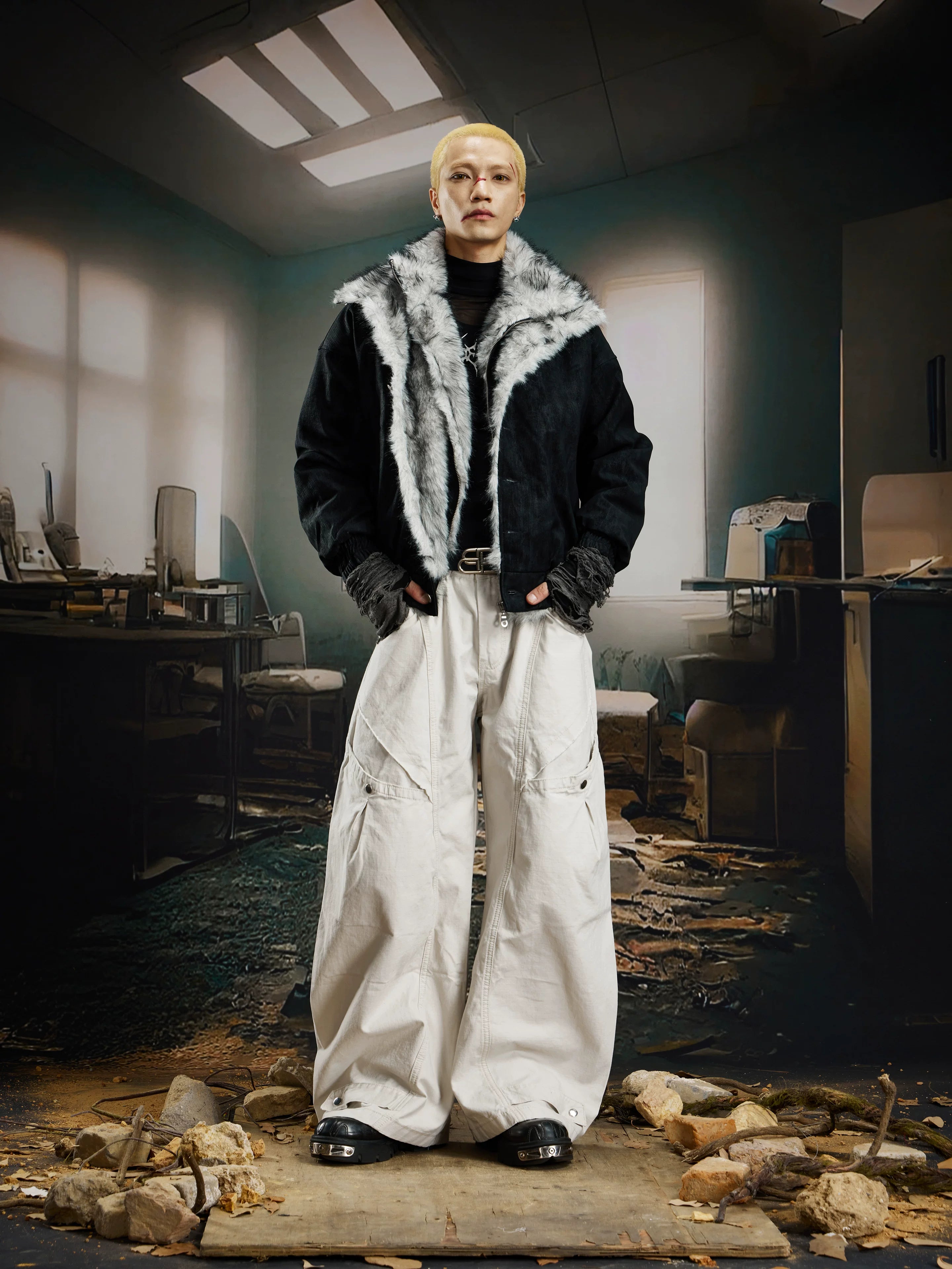 Orbital Pane Wide‑Leg Utility Pants