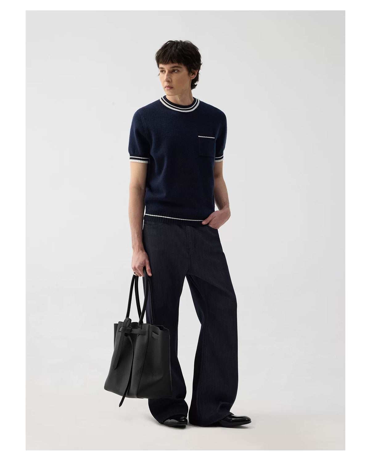 Camden Contrast-Trim Pocket Knit Tee