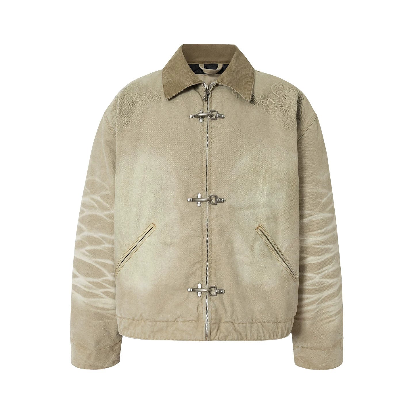 Embroidered Toggle Front Utility Jacket