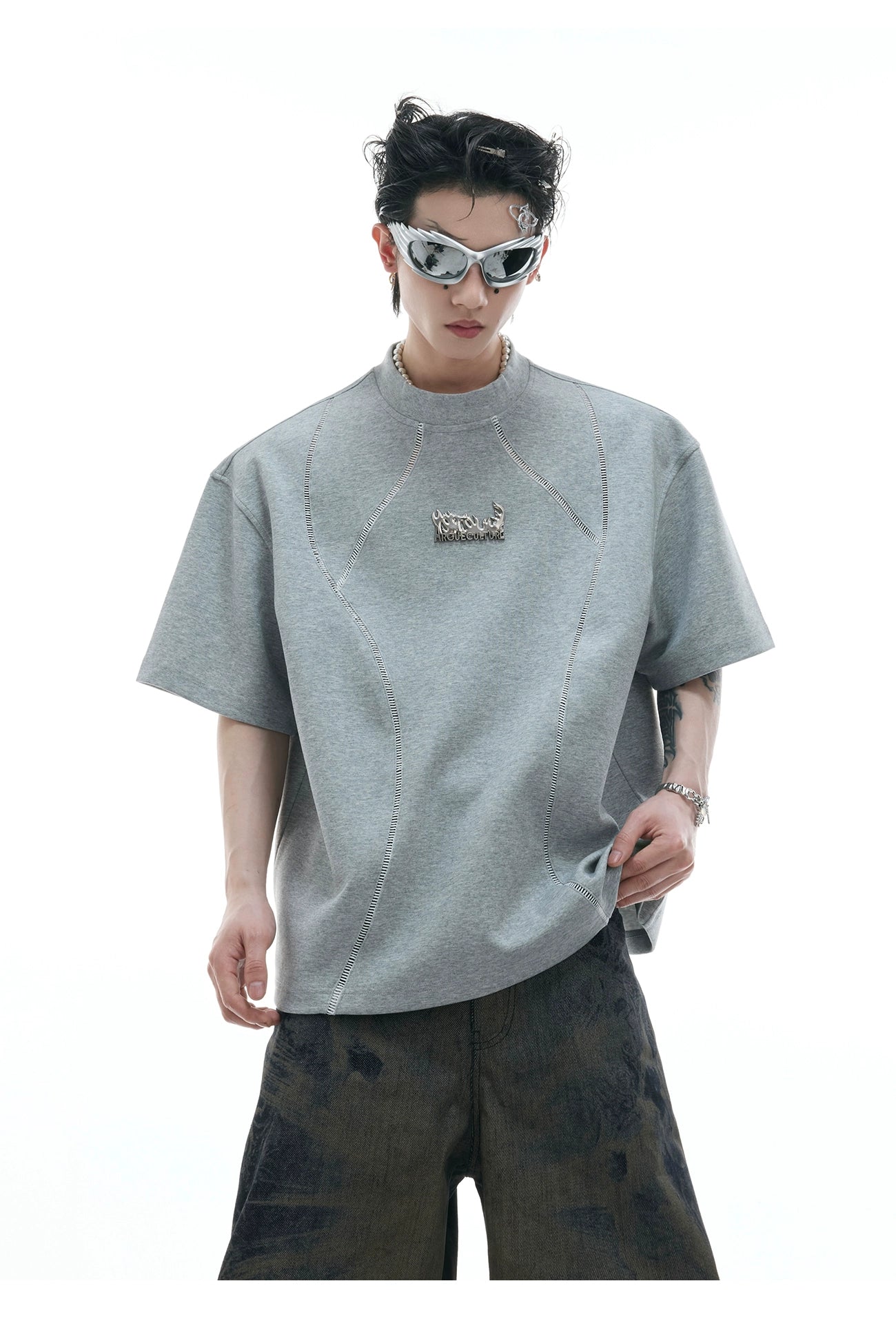 White Reflective Piping Technical T-Shirt
