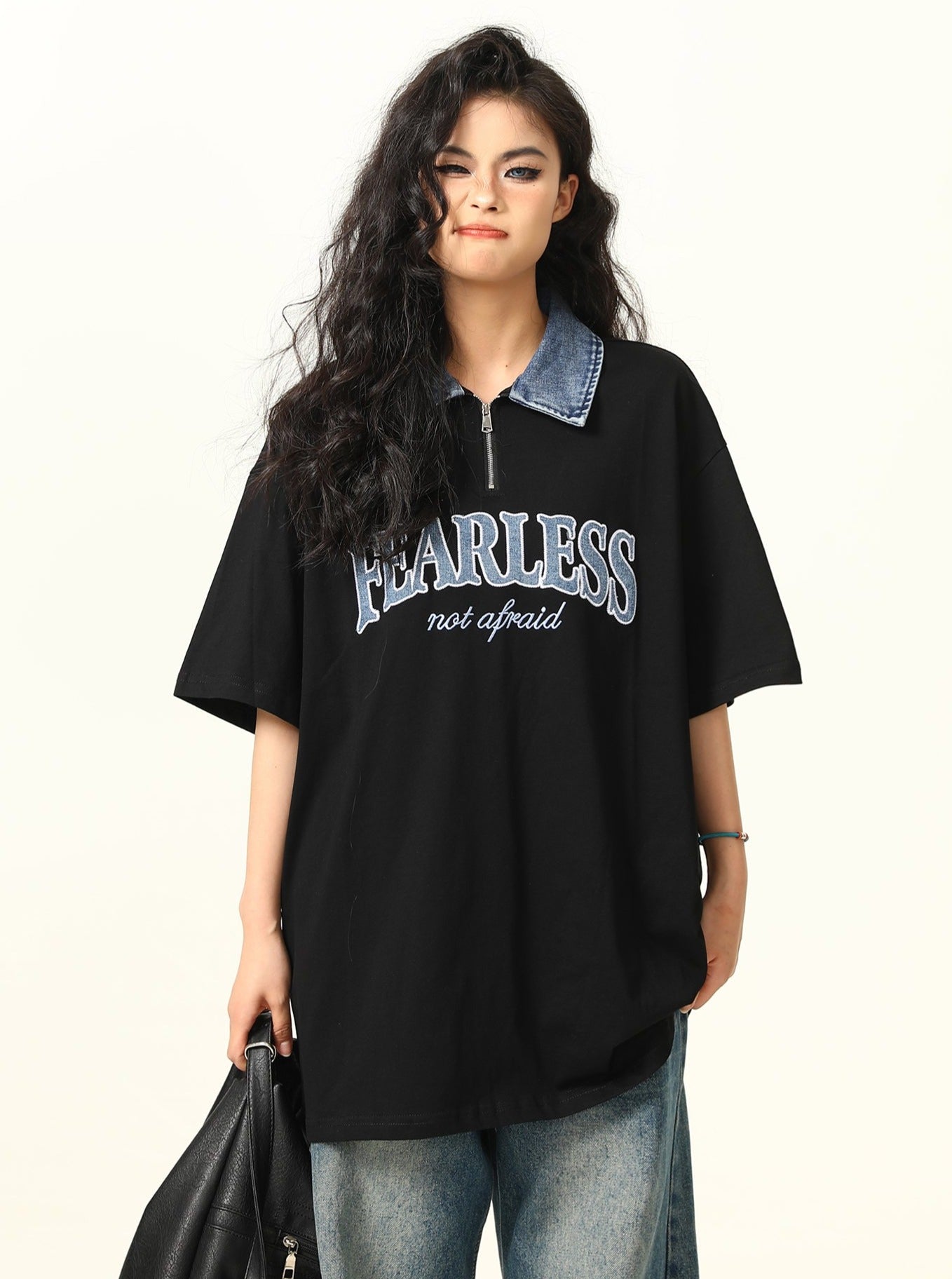 Fearless Denim Collar Polo Tee