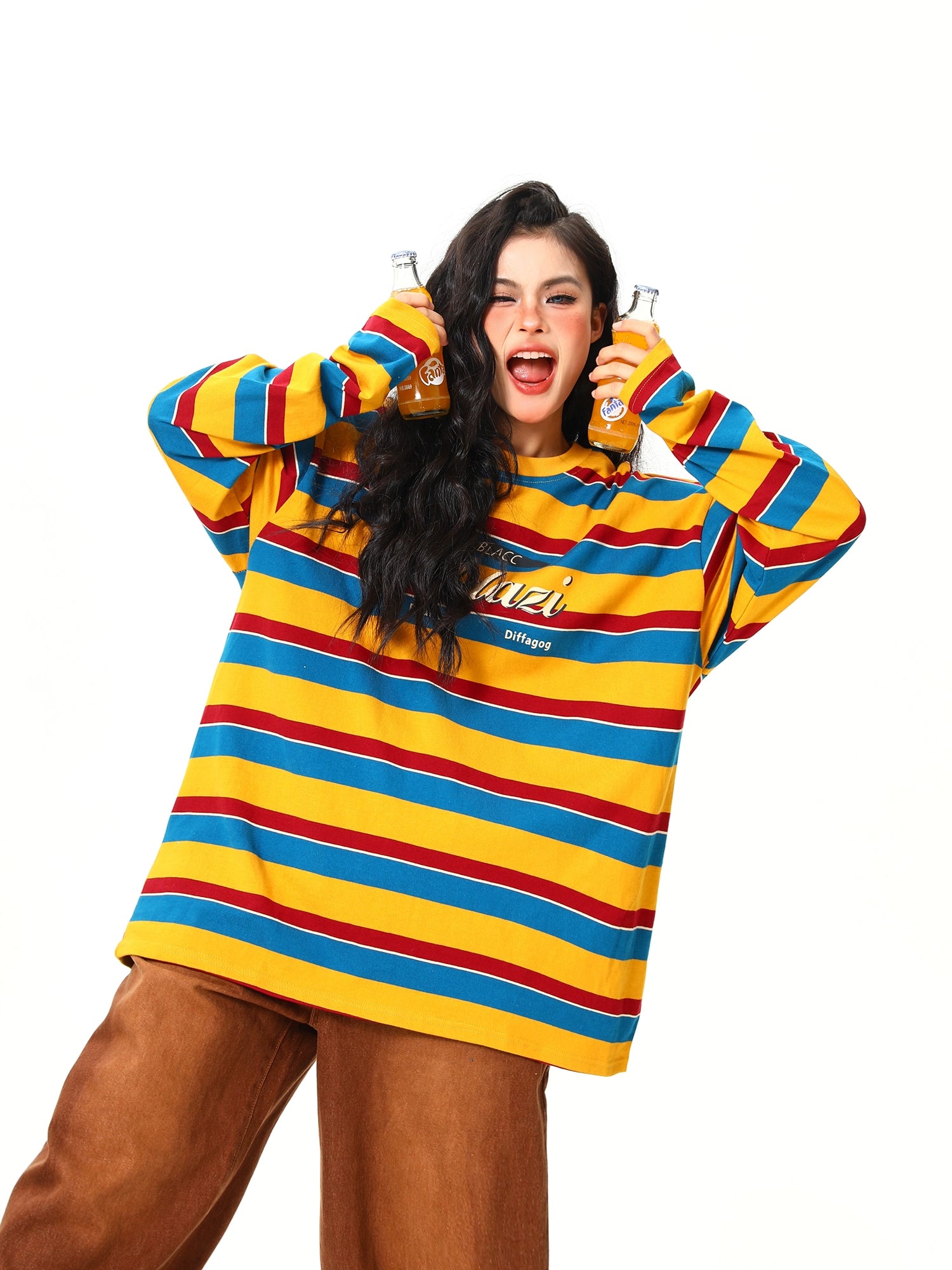 Wildazi Retro Striped Oversized Tee