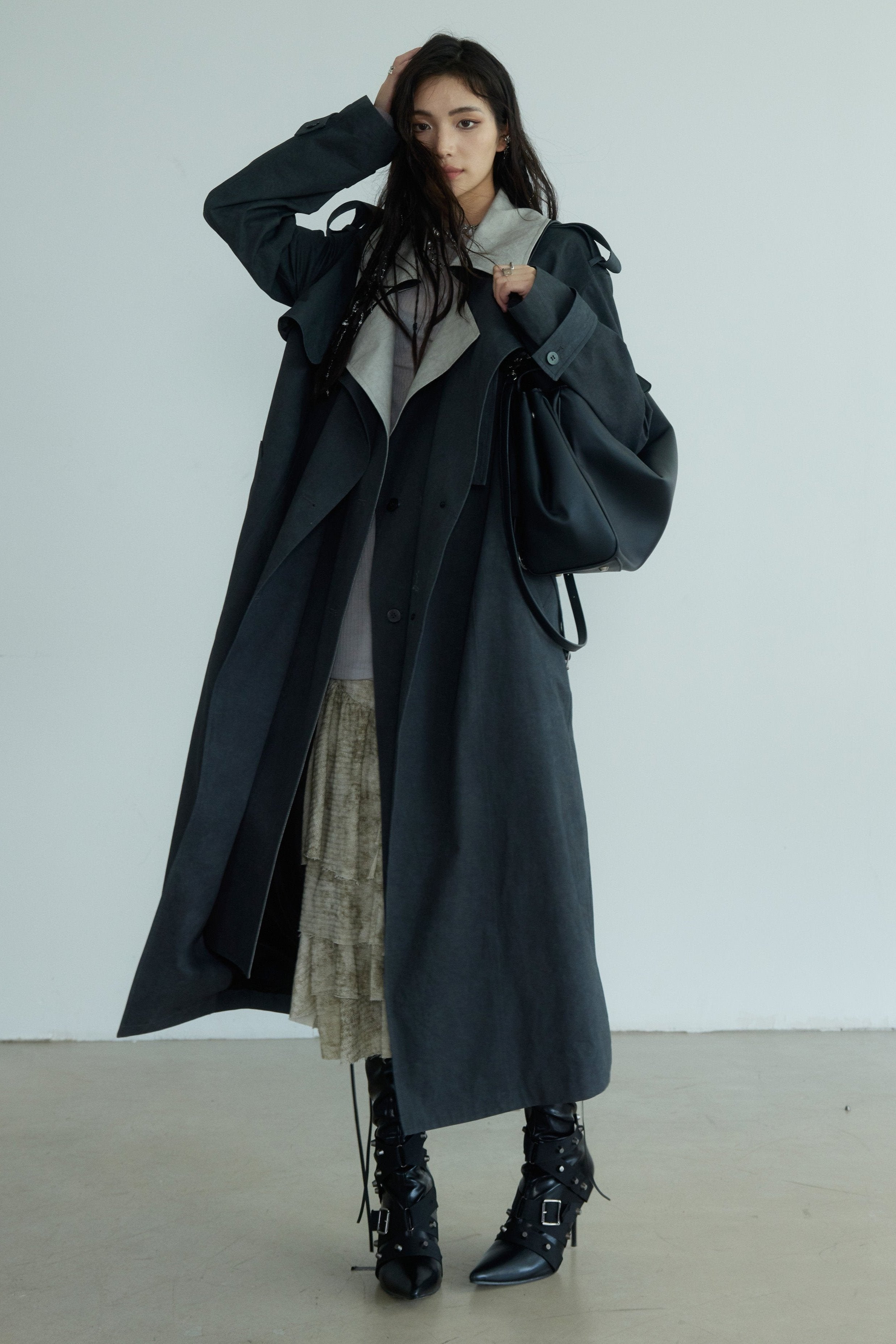 Two-Tone Oversized Trench Coat