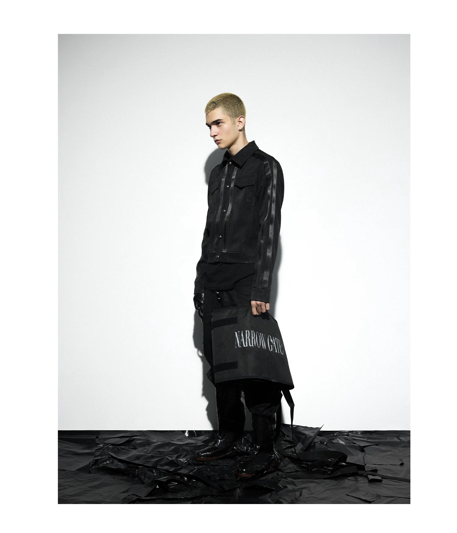 Onyx Rail-Line Faux Leather Trucker Jacket