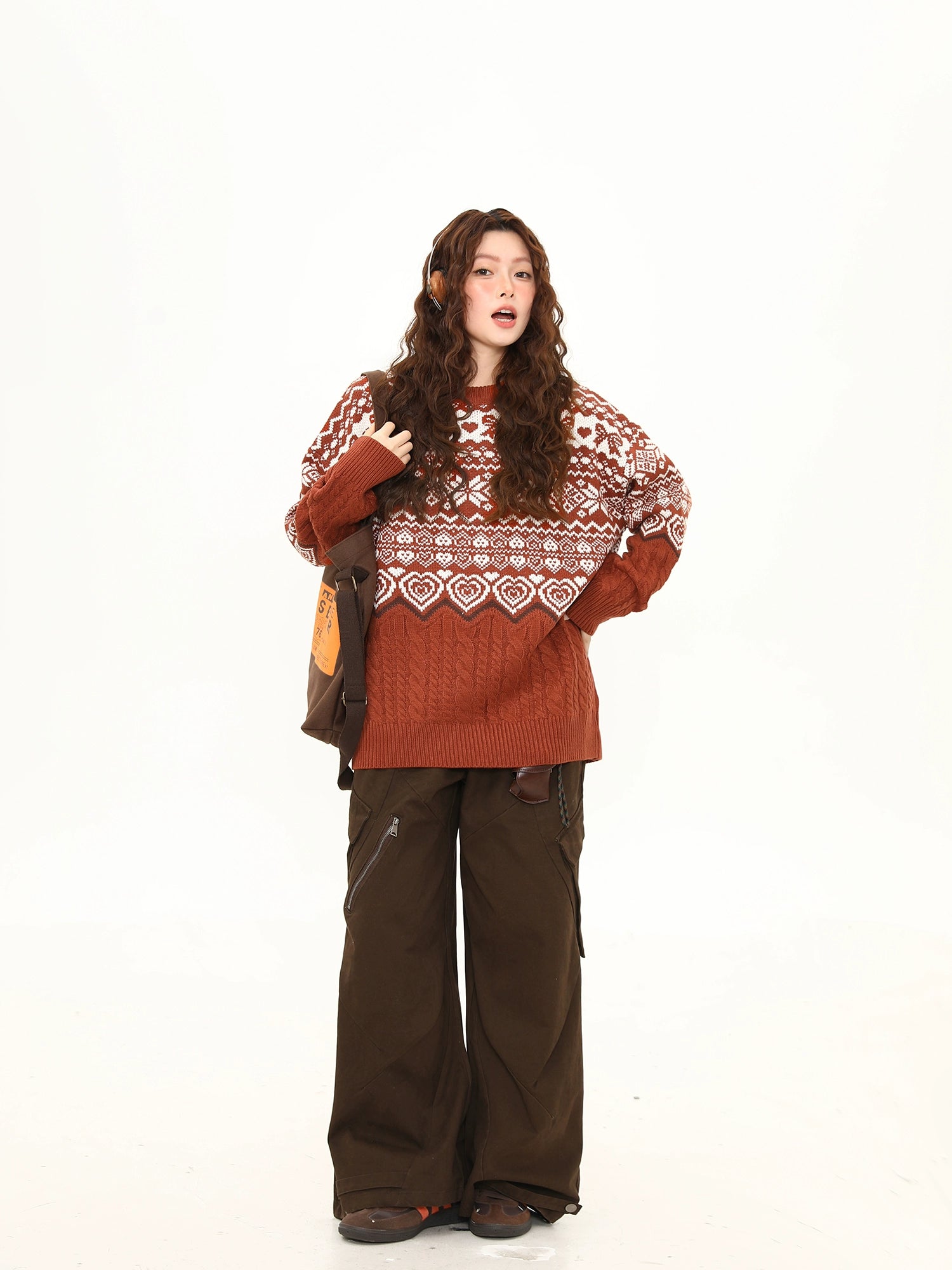 Cinnamon Heart Fair Isle Sweater