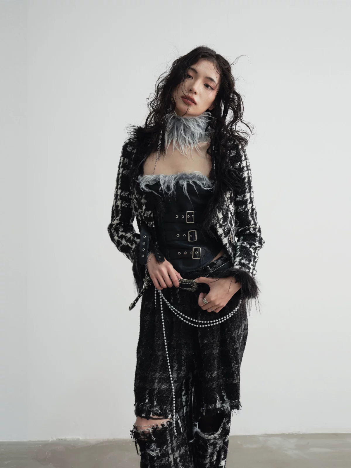 Frosttrim Tweed Cropped Coat