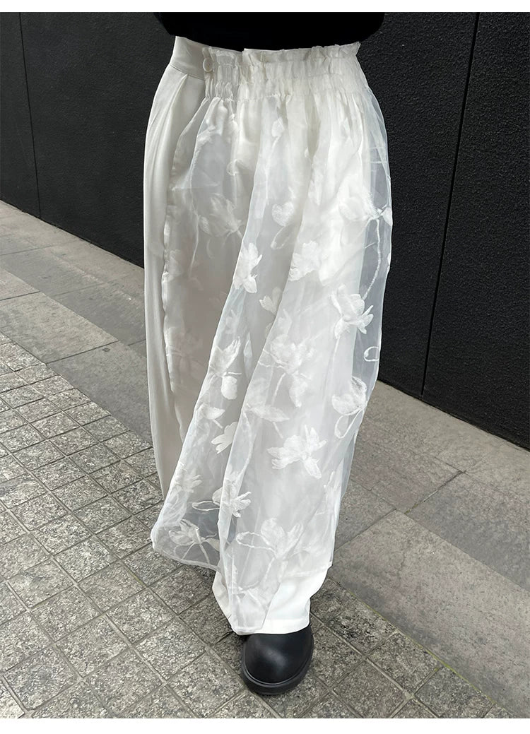 Ivory Veil Satin Train Trousers