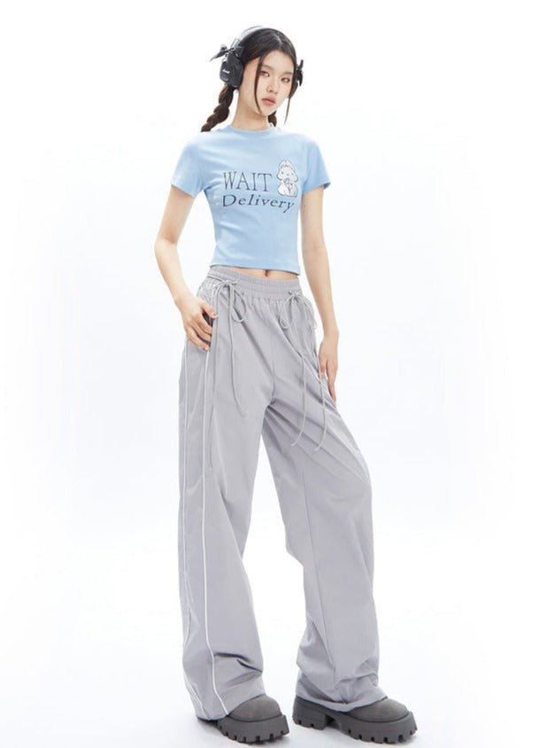 Bubblegum Breeze Drawstring Palazzo Pants