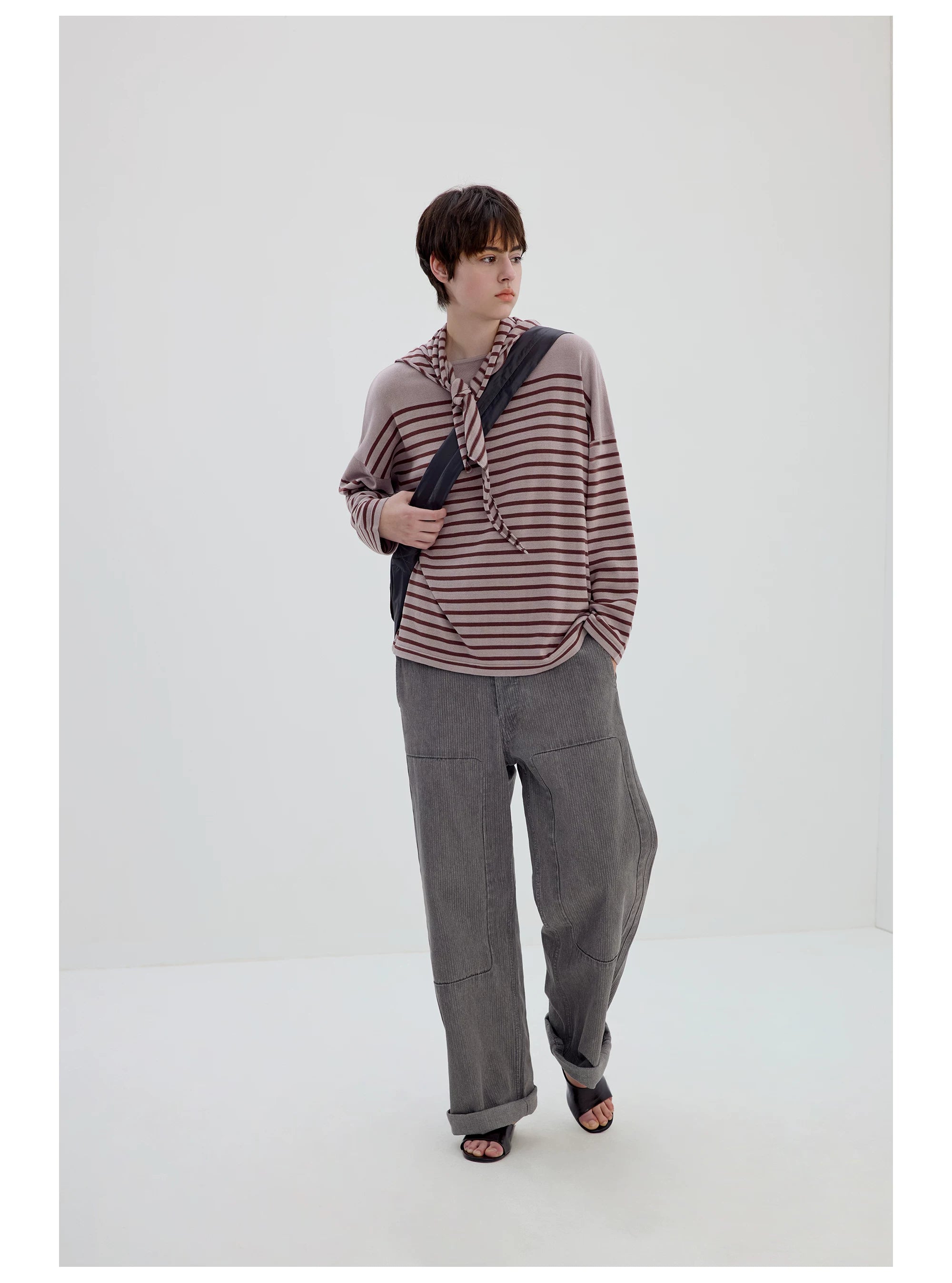 Gray Straight-Leg Patch Pocket Pants
