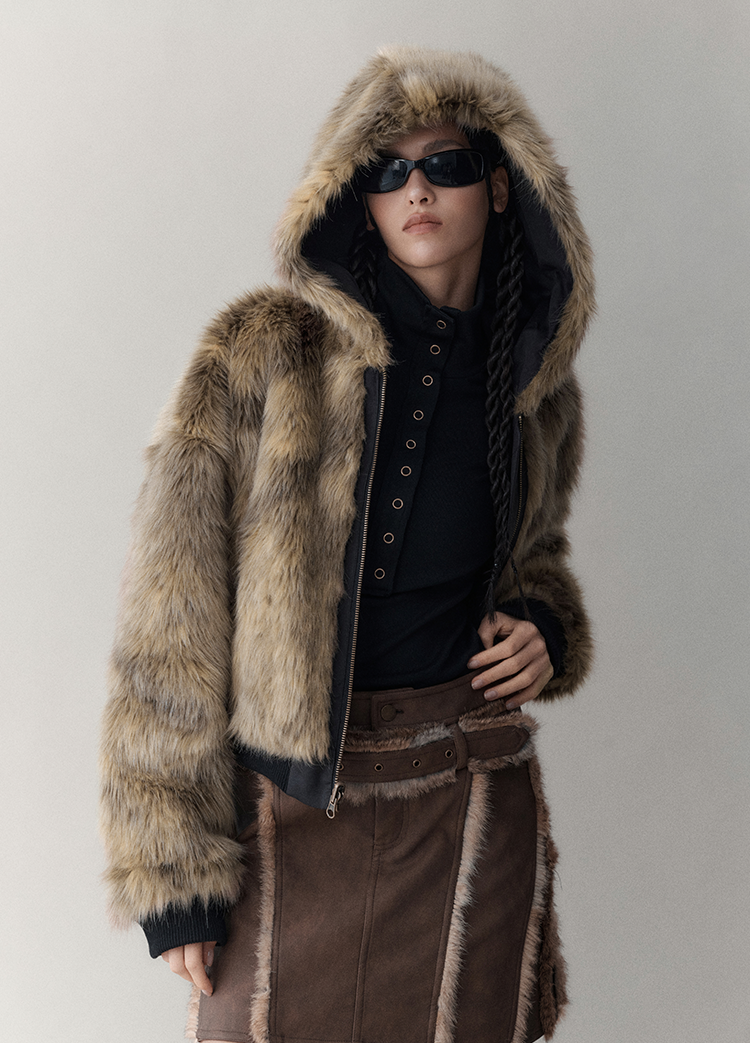 Reversible Hooded Faux Fur Winter Jacket