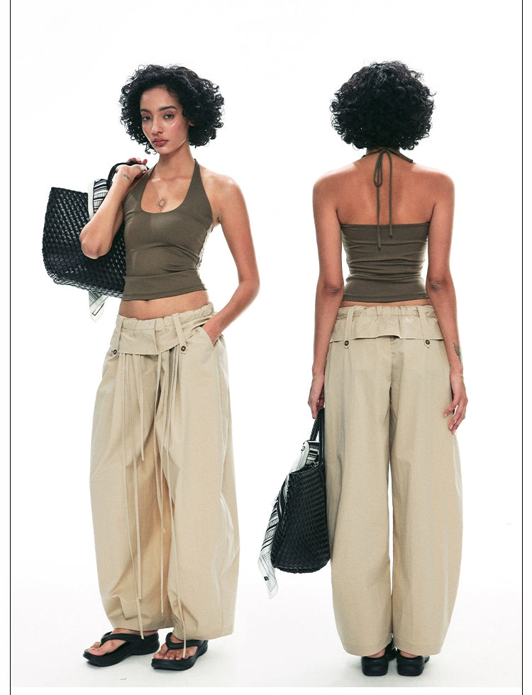 Wide-Leg Paper Bag Trousers