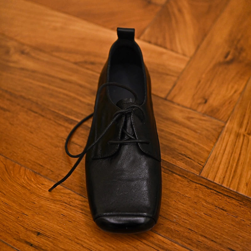 Noir Classic Square-Toe Derby Shoes