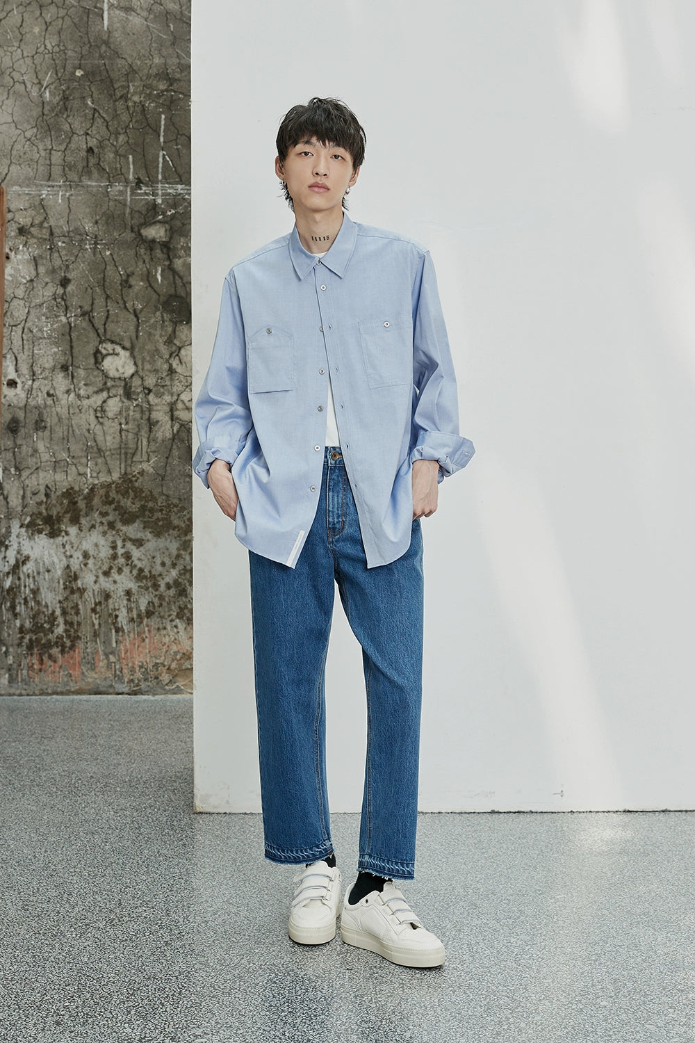 Asymmetric Pocket Oversized Shirt