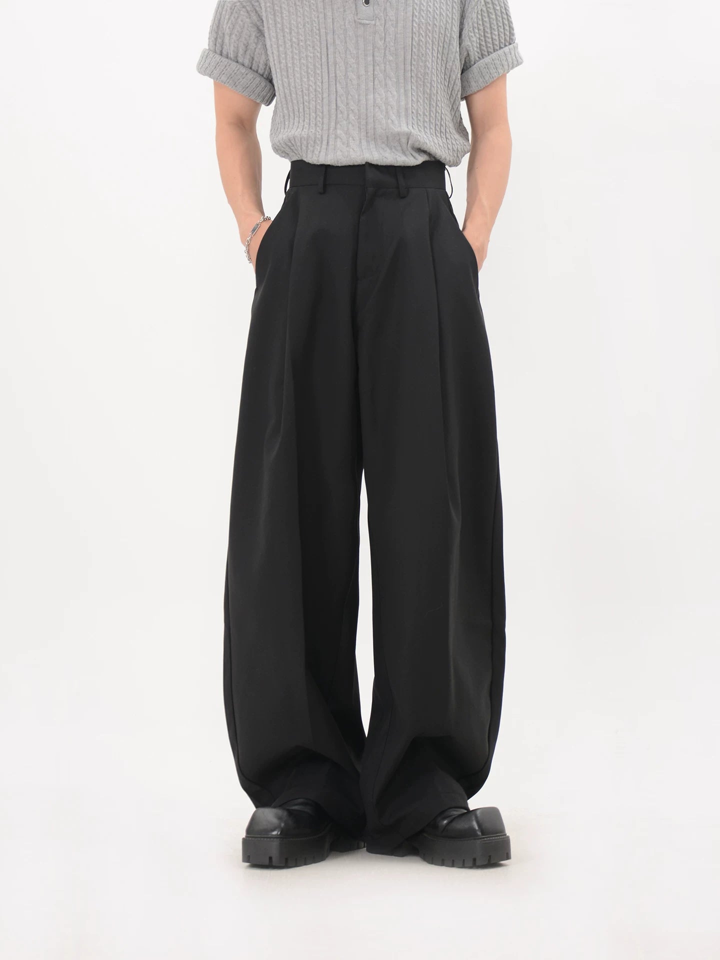 Flowy Drape Wide Trousers