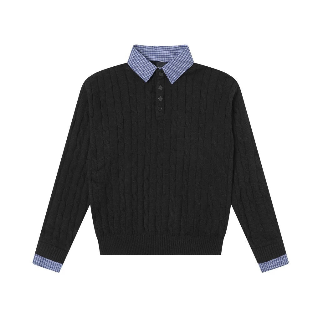 Checkcollar Cable Knit Polo