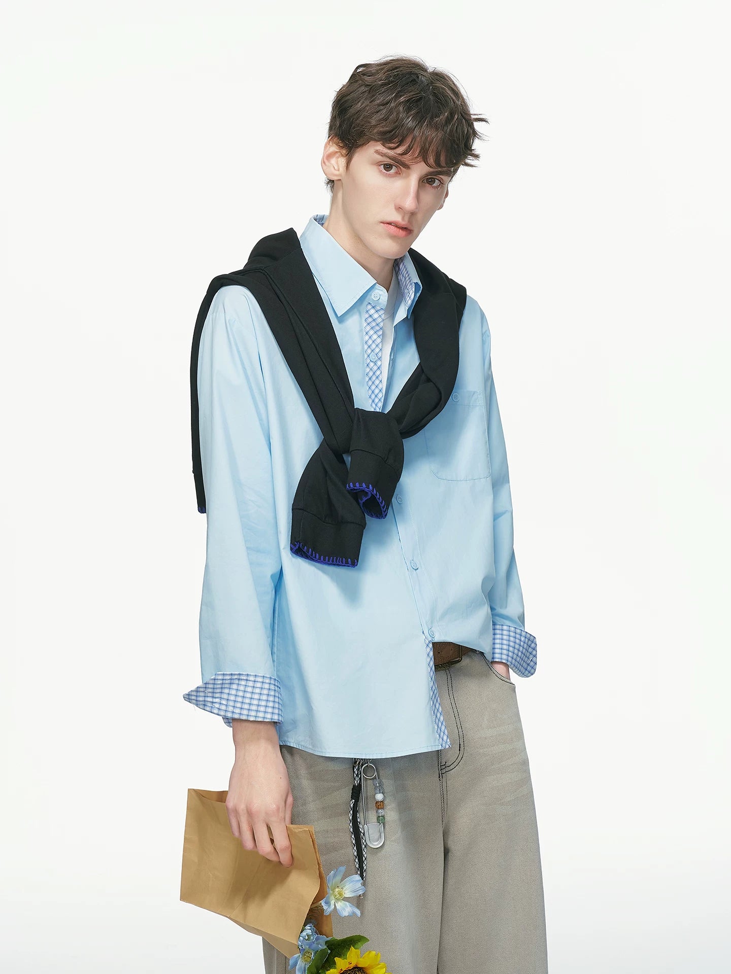 Gingham Cuff Contrast Oxford Shirt