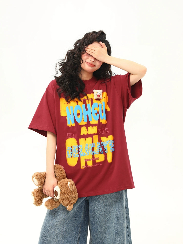 Vibrant Graphic Text Oversized Tee