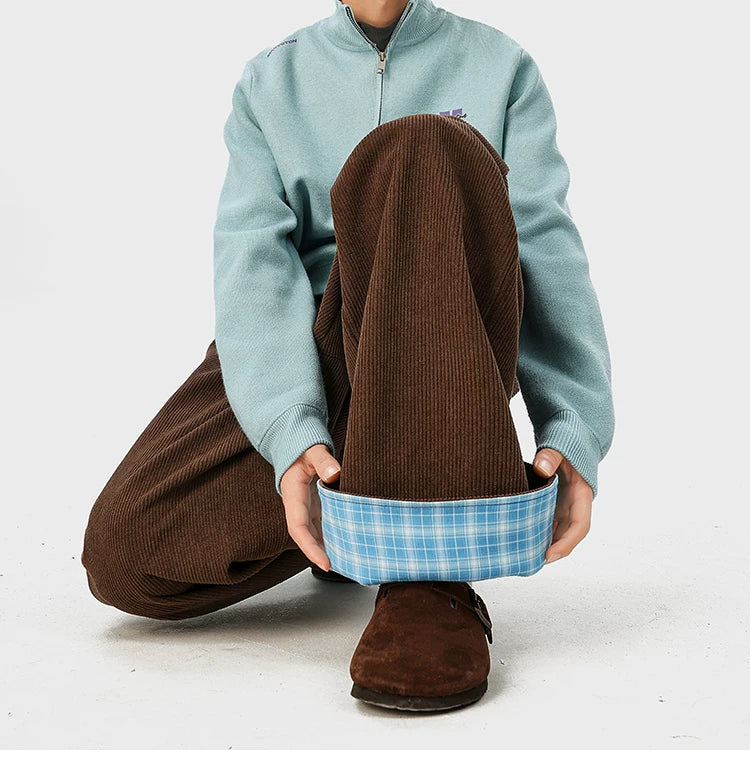 Check Cuff Corduroy Trousers