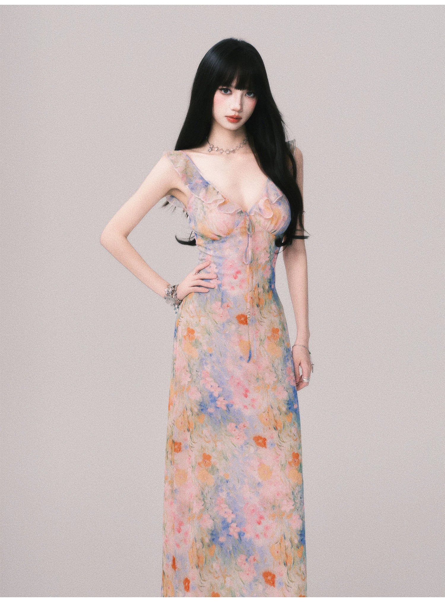 Pastel Petal Reverie Maxi Dress