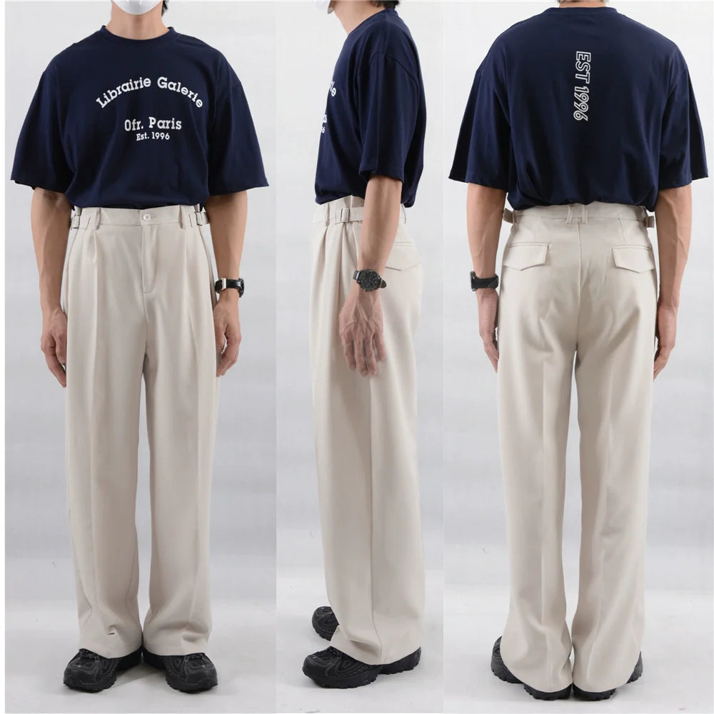 Wide-Leg Adjustable Waist Trousers