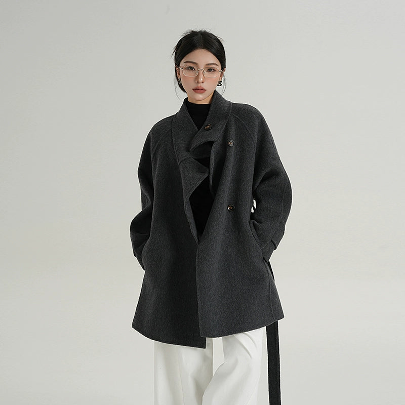 Sash Funnel Wool Jacket